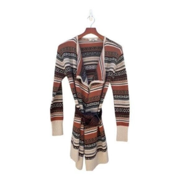 BB Dakota Southwest Print Open Front Knit Duster Cadigan Sweater Size M - Picture 2 of 9